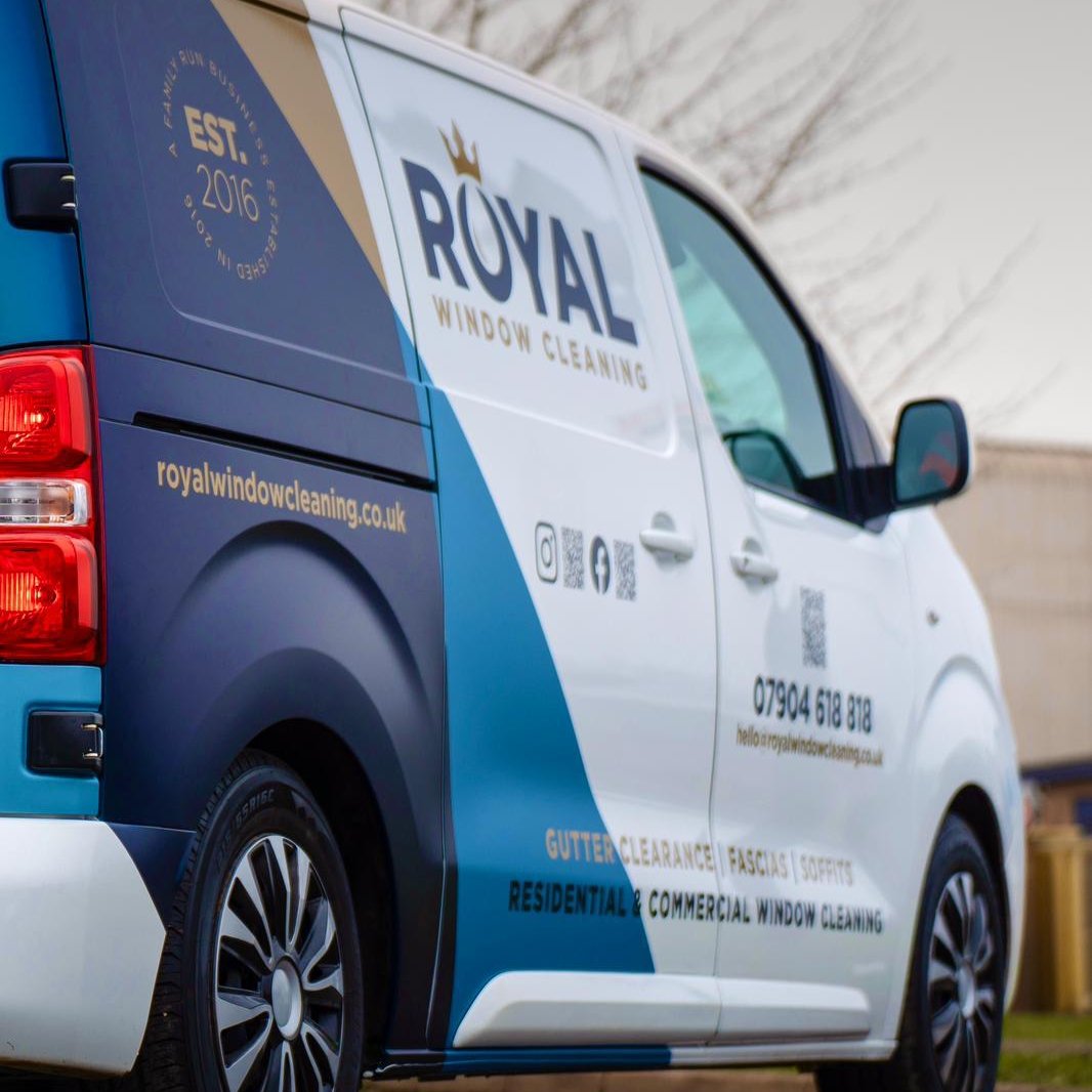 Royal Window Cleaning van showing our professional branding and services