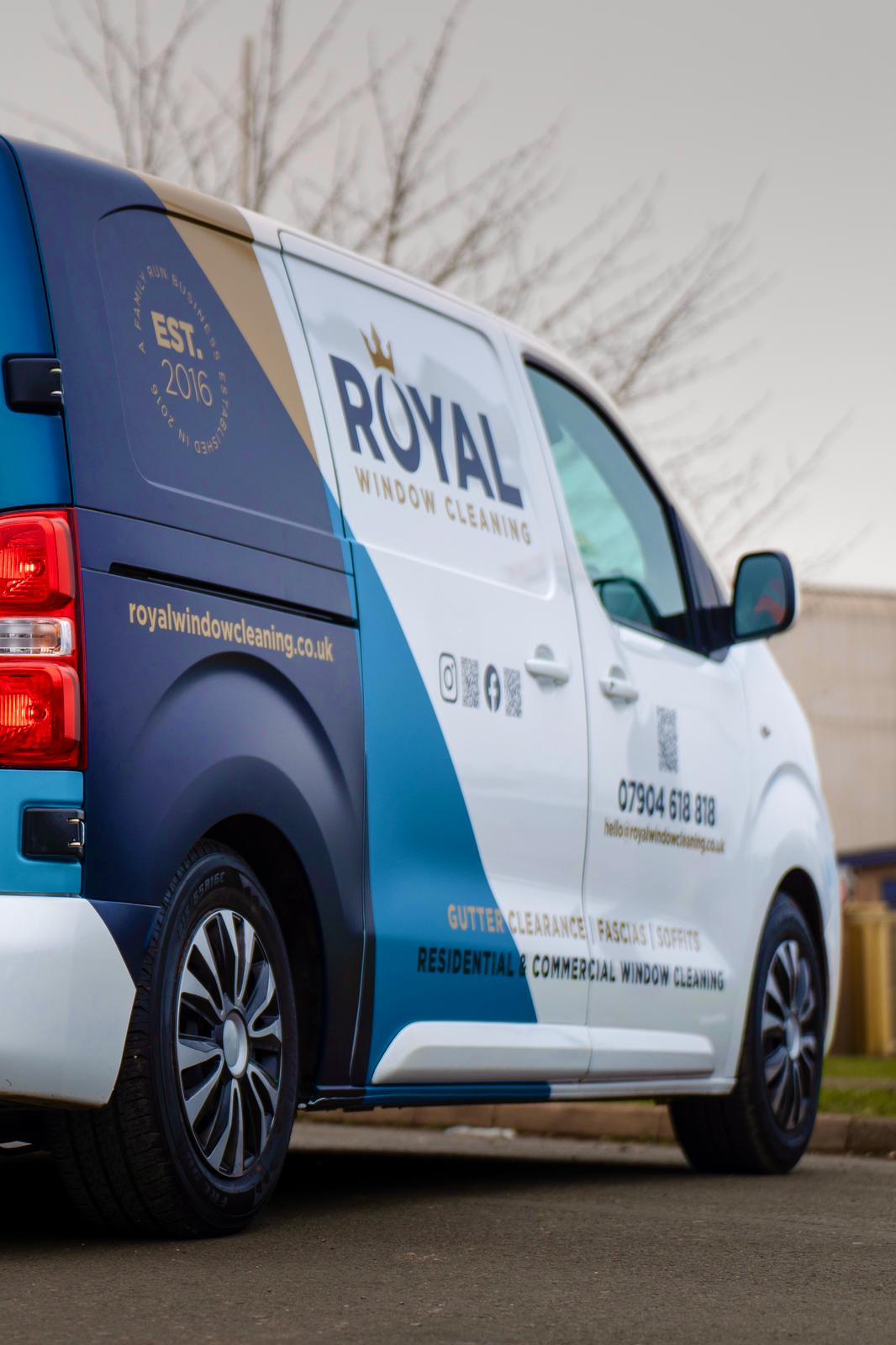Royal Window Cleaning van showing our professional branding and services
